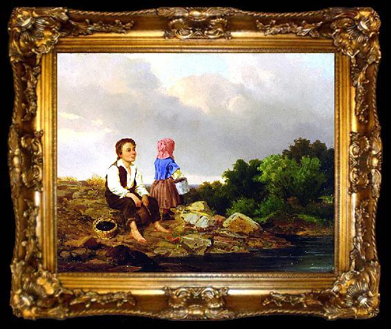 framed  Carl Ludwig Brandt The Berry Pickers, ta009-2